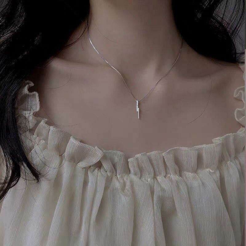 Vòng Cổ Xương Cá Mạ Bạc s925 Đính Đá zircon Sang Trọng Thời Trang Cho Nữ