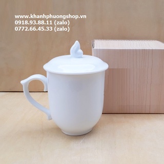 Ly sứ uống trà có nắp sứ Minh Long - ly sứ uống trà Minh Long có nắp