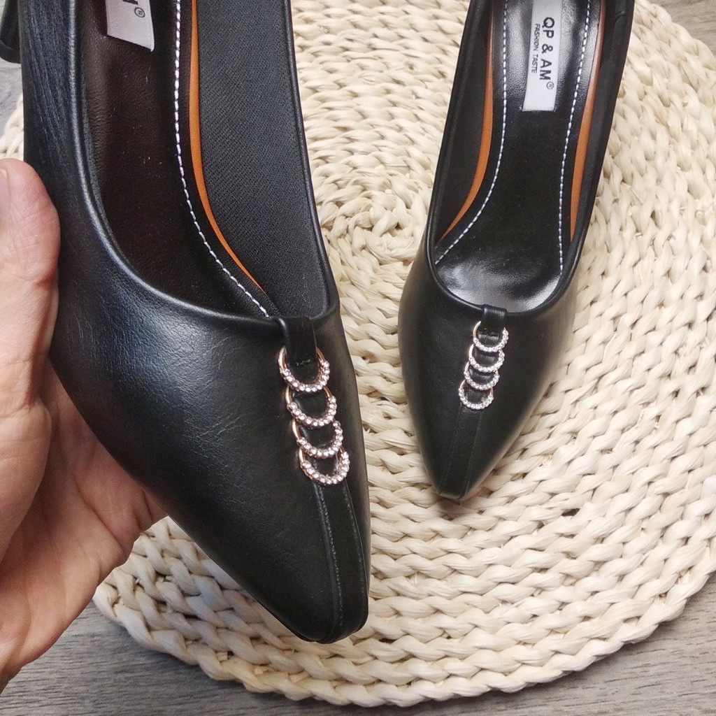 Ảnh thật - Giày cao gót đính hạt đế 6cm - Made in Vietnam