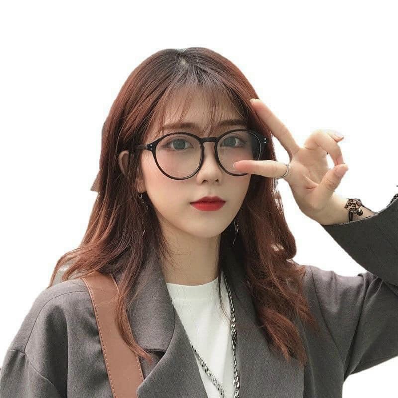 Kính giả cận mắt ngố tròn phong cách Nhật Hàn dễ thương chống UV và tia bức xạ thời trang nữ đi chơi chụp ảnh đẹp 076