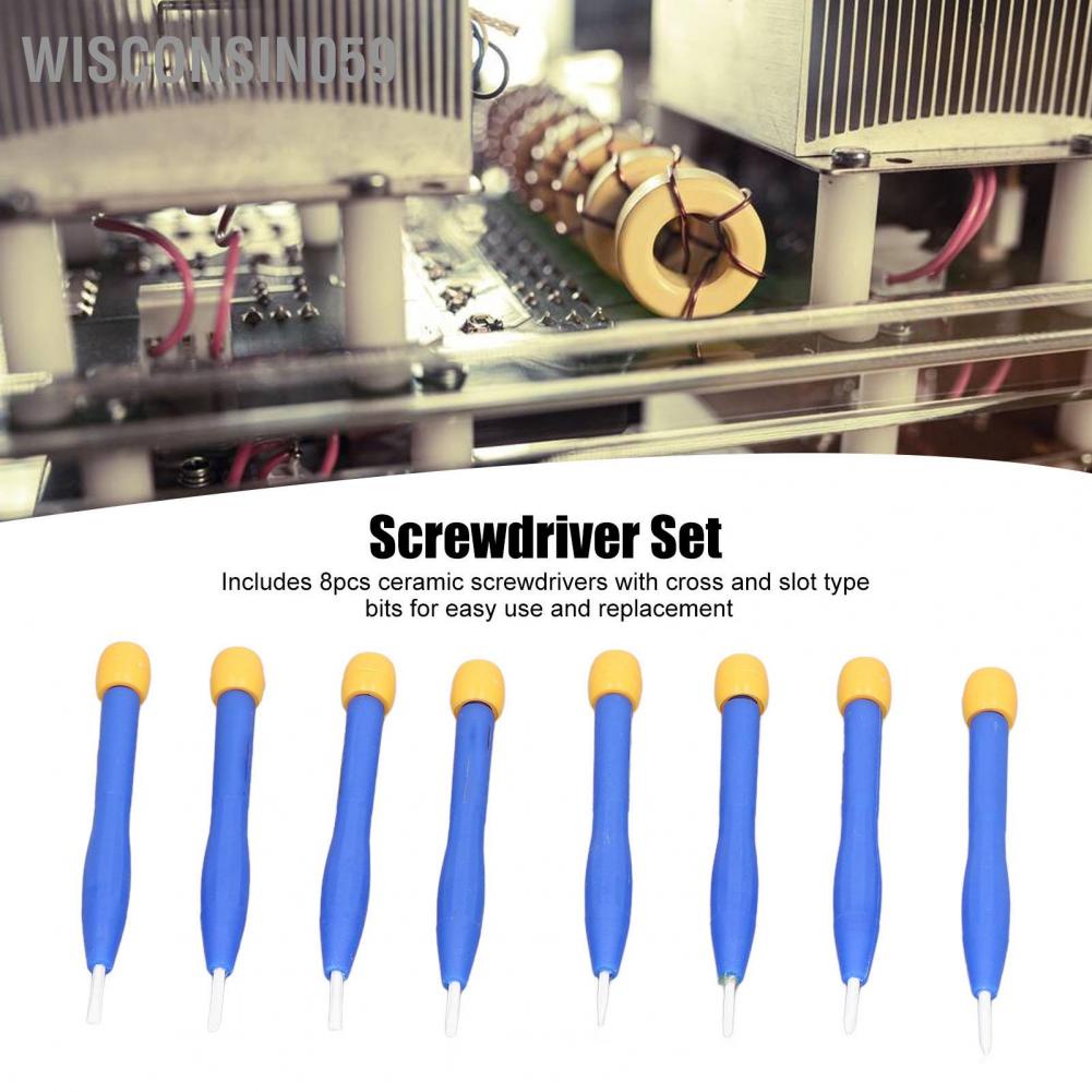 Wisconsin059 8PCS Screwdriver Set Zirconia Ceramic Insulated Handle Screwdrivers Slot and Cross Driver Bits