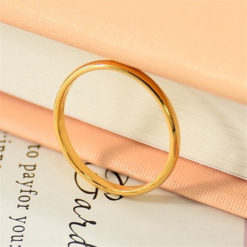 Nhẫn Titan Mạ Vàng Hồng 18K Thiết Kế Đơn Giản Thời Trang Cho Cặp Đôi