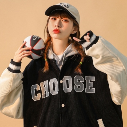 Áo khoác bomber varsity 2 lớp CHOOSE nhung tăm áo bóng chày bomber jacket - Fan Unisex