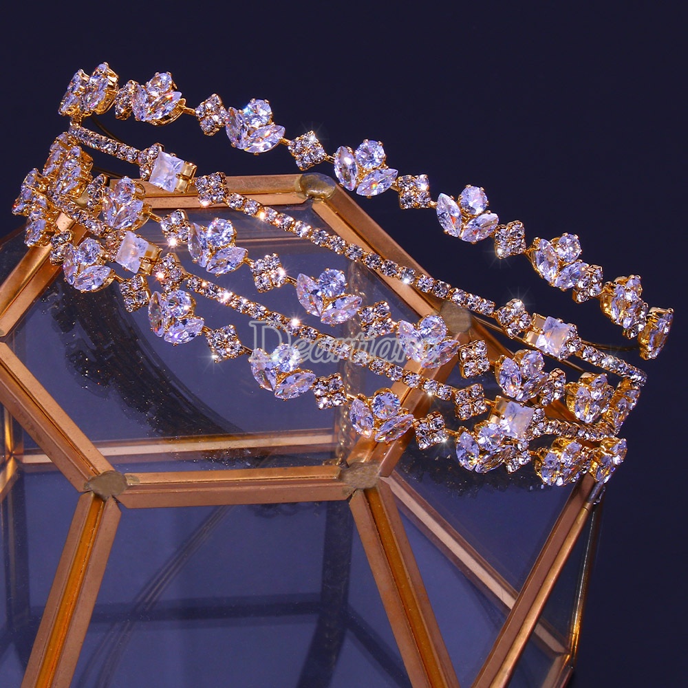 Băng đô nhiều lớp đính đá Zircon phong cách Âu Mỹ