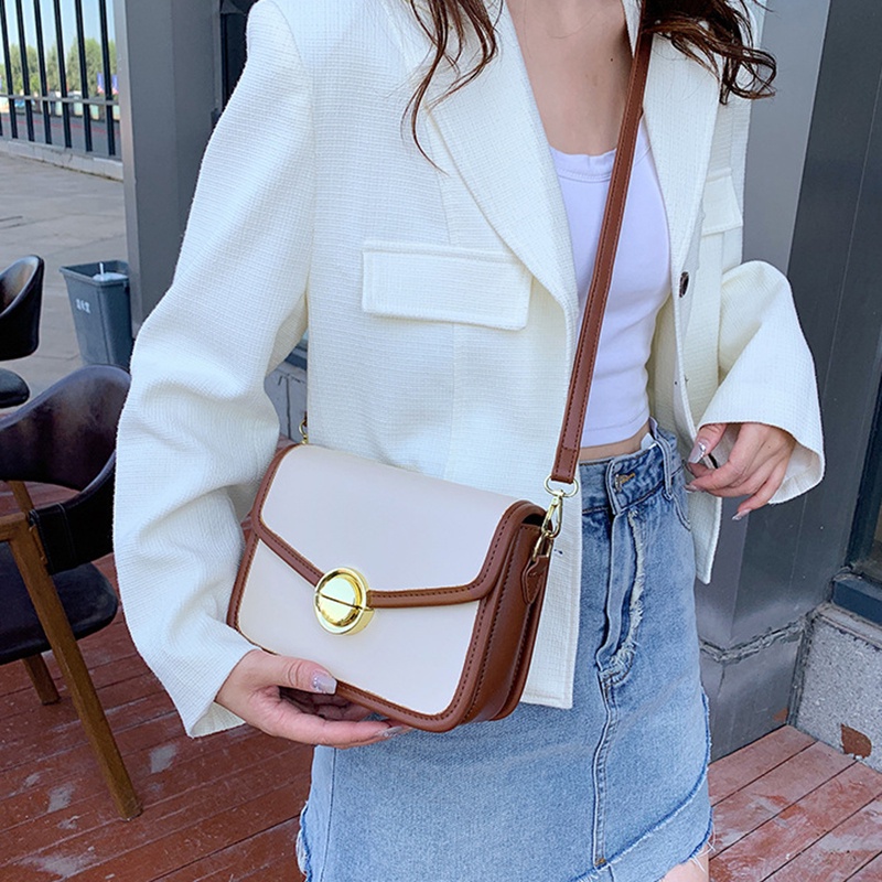 Túi Đeo Chéo Hình Vuông Nhỏ Màu Khối Cao Cấp Phong Cách Hàn Quốc Cho Nữ