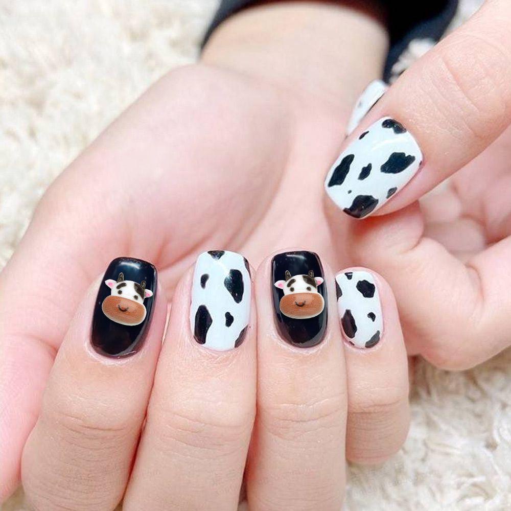 Set 10 / 10 Phụ Kiện Trang Trí Móng Tay Họa Tiết Bò Hoạt Hình Dễ Thương