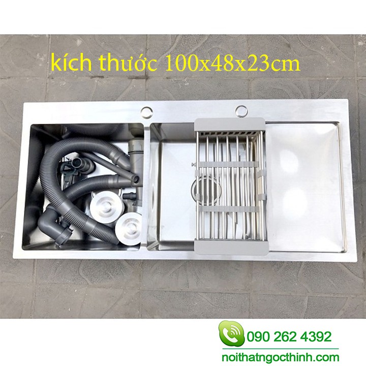 Chậu rửa chén bát (loại đúc liền khối) inox 304 cao cấp Sentano cao cấp 10048 có cánh chờ đa năng