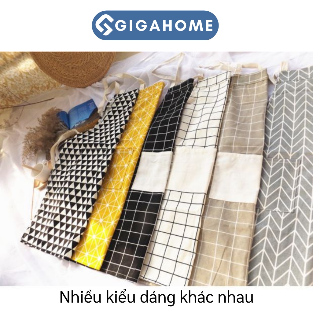 Tạp Dề Nấu Ăn GIGAHOME Vải May Decor Hàn Quốc, Đơn Giản Cho Bà Nội Trợ 7816