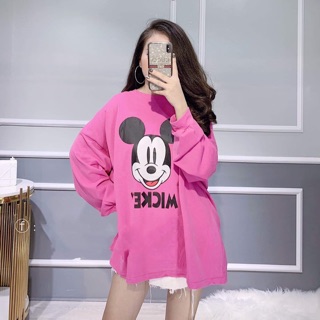 Áo Thun in MICKEY form rộng Tay Dài