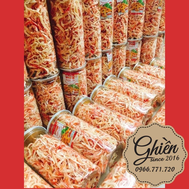 Mực sợi cốt dừa, Mực cán tẩm gia vị hũ 300gram Đồ ăn vặt Sài Gòn