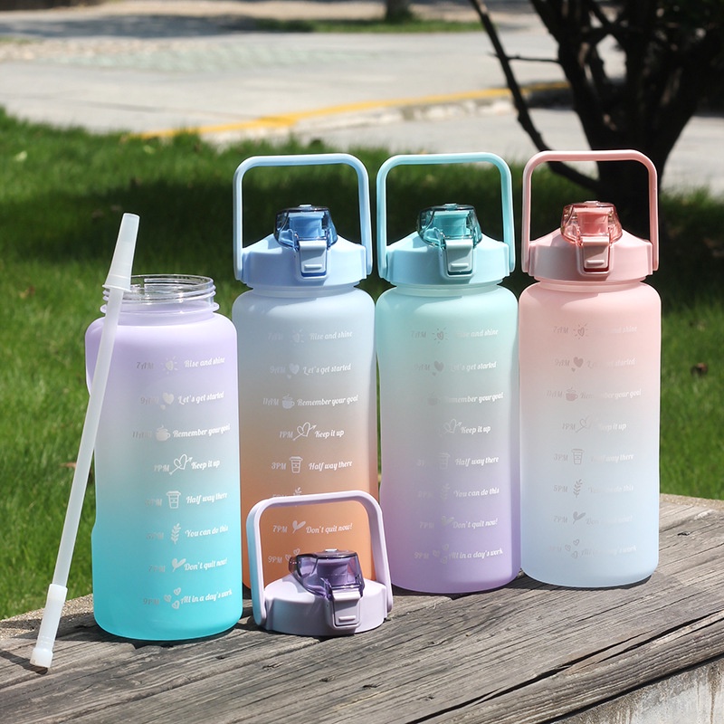 Bình Nước 1500ml / 2000 ml Kèm Sticker dán dễ thương tiện lợi cho du lịch dã ngoại - Tập Gym đi học