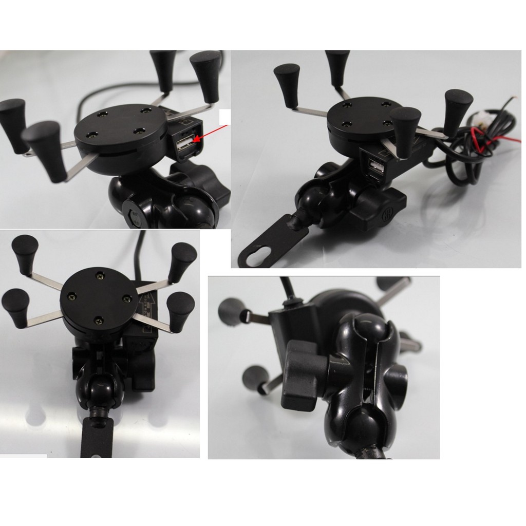 kẹp điện thoại gắn xe máy loại có dây sạc cắm acquy xe máy | BigBuy360 - bigbuy360.vn