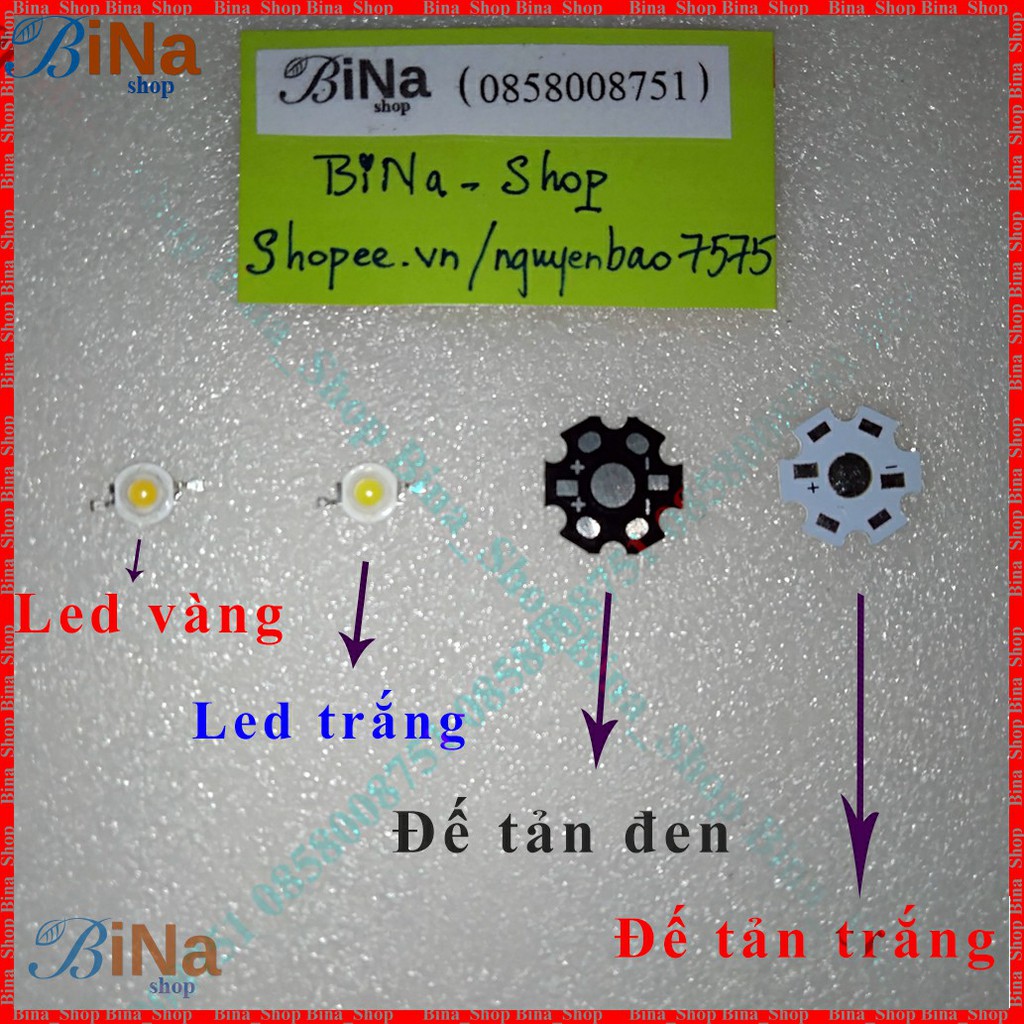 Chip LED 1W/3W 3-4V, Đế tản (mua riêng)