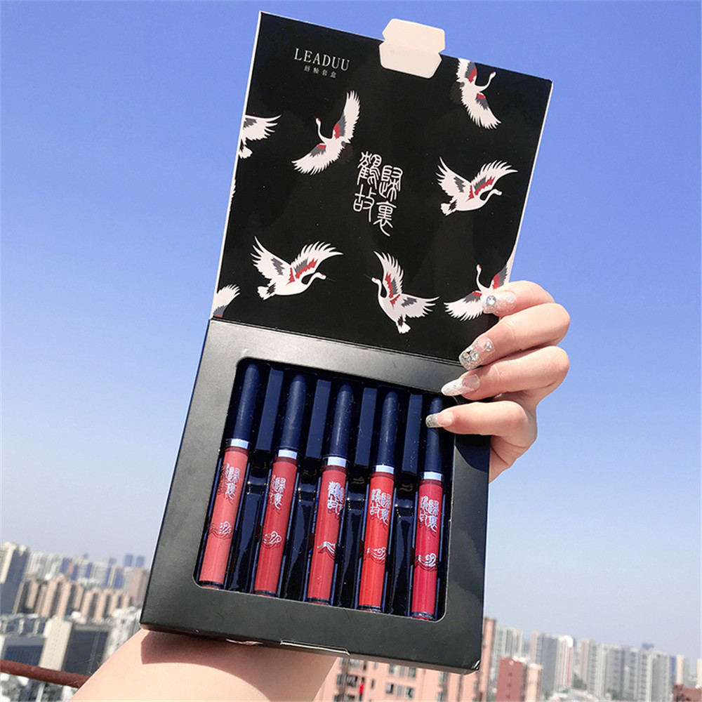 [Hàng mới về] Set 5 thỏi son kem dạng lỏng không dính cốc chống thấm nước trang điểm cho nữ | BigBuy360 - bigbuy360.vn