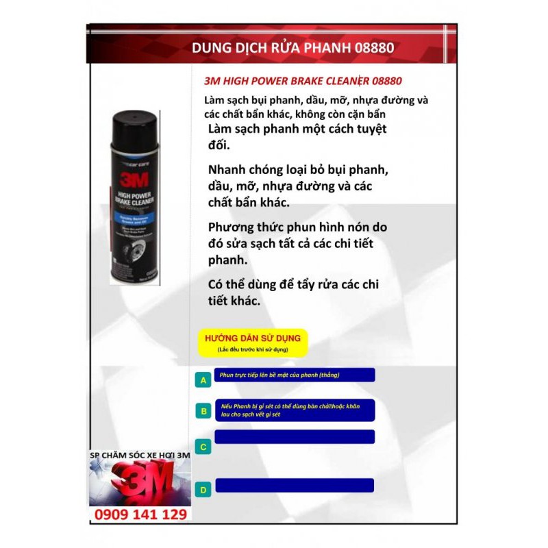 Dung dịch tẩy rửa phanh xe ô tô💖 3M High Power Brake Cleaner 08880 397G💖 Autocare297💖