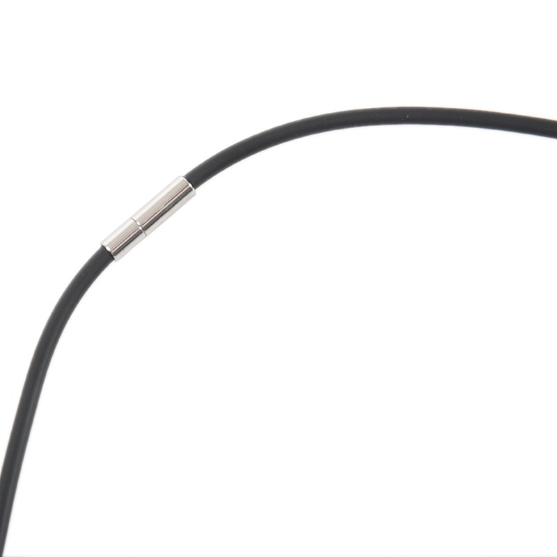 3Mm Black Rubber Cord Necklace with Stainless Steel Closure - 18 Inch