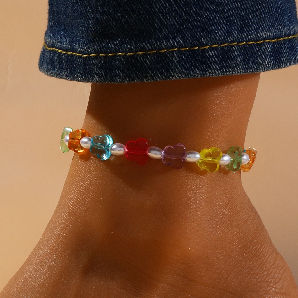 (0370) Vòng Cổ Và Lắc Chân Nhựa Resin Ngọc Đính Hạt 🦋 Màu Sắc