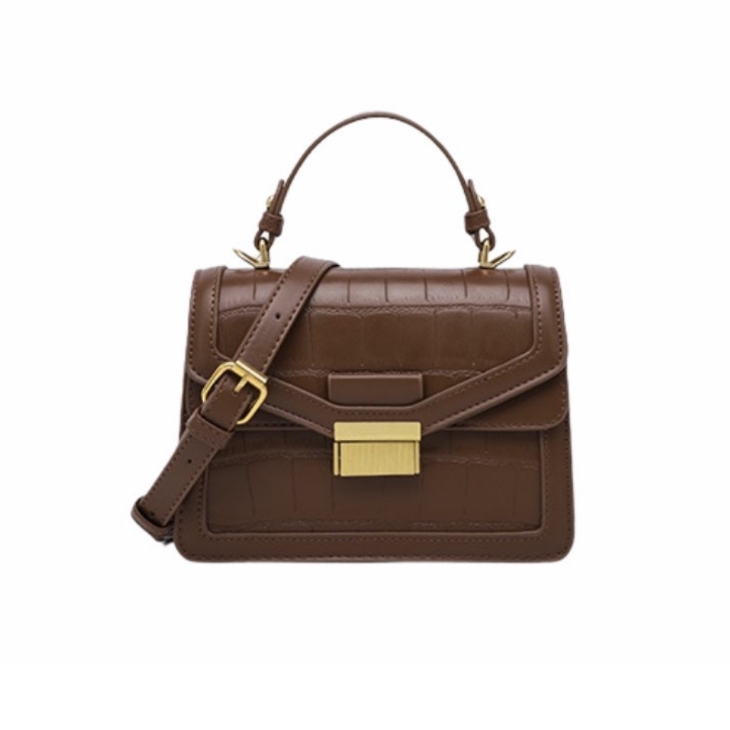 Túi xách nữ, túi xách nữ đẹp , túi đeo chéo nữ đi chơi quai xách da sần khoá vàng - TXN012