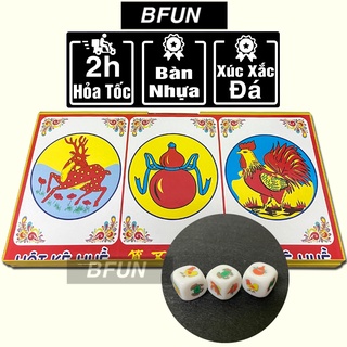 Bộ Bầu Cua Tôm Cá BÀN NHỰA Xúc Xắc Đá Cao Cấp - Lắc Bầu Cua, Boardgame