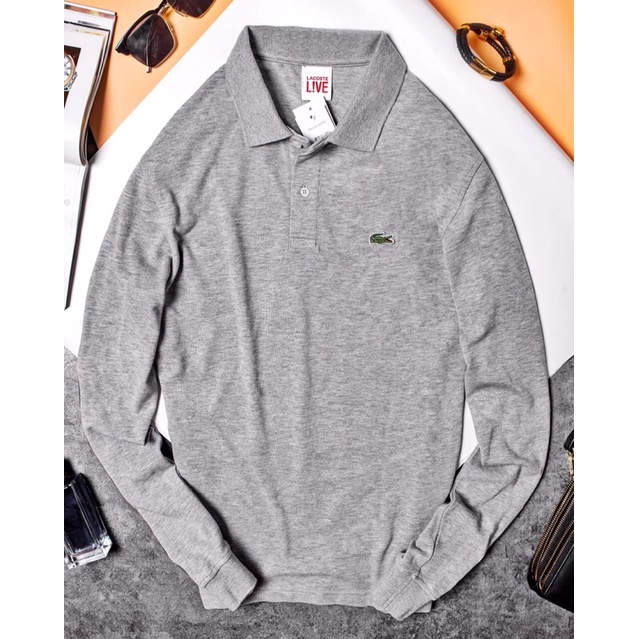 Áo thun dài tay cổ bẻ Lacoste cao cấp, áo thun nam dài tay