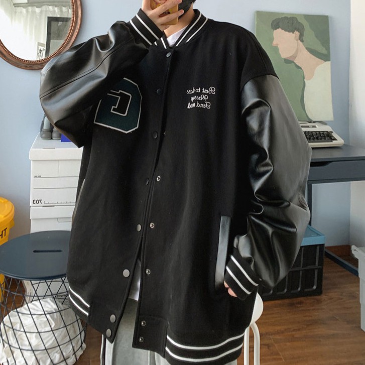 Áo khoác bóng chày dáng rộng phong cách Retro thời trang Hàn quốc cho nam