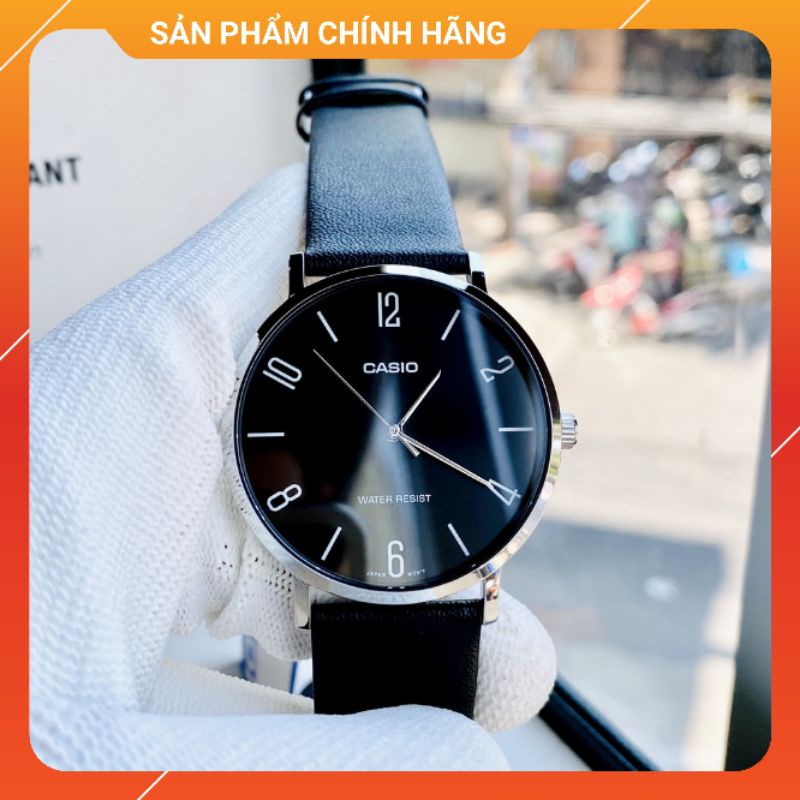 Đồng hồ đôi nam nữ dây da chính hãng Casio MTP-VT01L-1B2