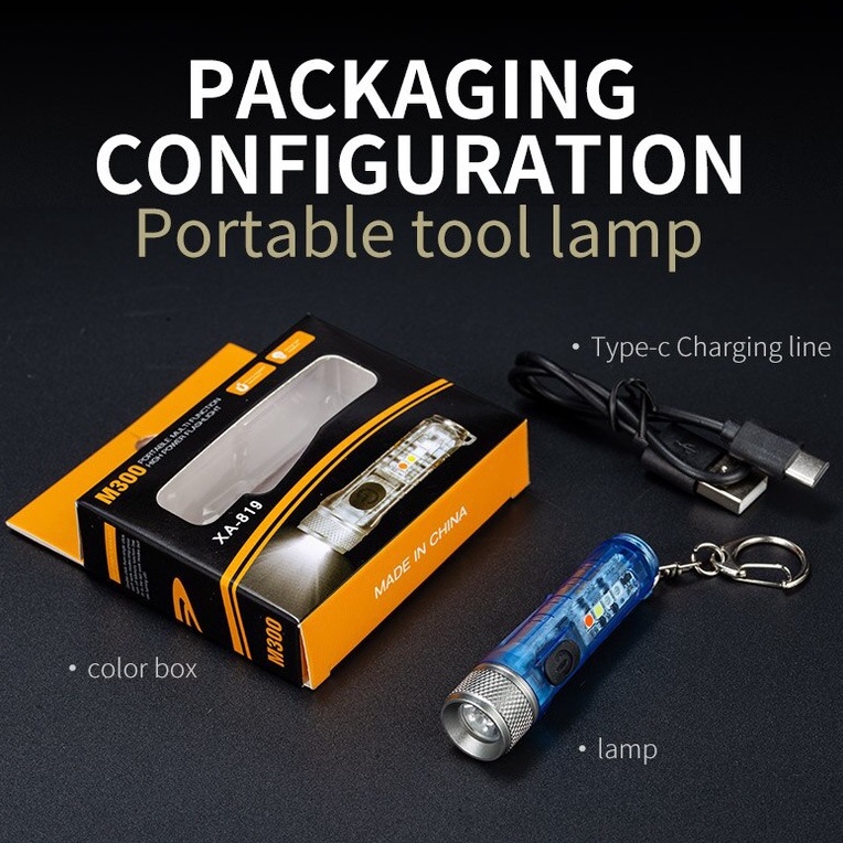Đèn Pin LED Mini S11 M300 Siêu Sáng Chống Nước Đa Chức Năng Sạc USB Tiện Dụng
