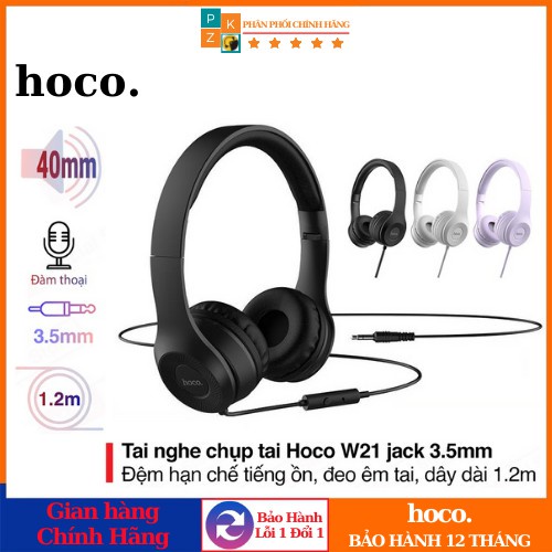 Tai Nghe Chụp Tai Hoco W21 chính hãng, Trẻ Trung, Âm Thanh Trung Thực, Chơi Game, Nghe Nhạc Cực Phê - Bảo Hành 12 Tháng