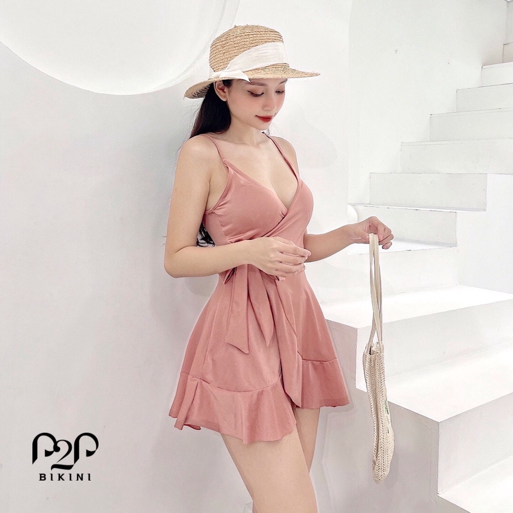 P2P BIKINI - Monokini hai dây buộc nơ dạng váy xòe - MN330M_HD