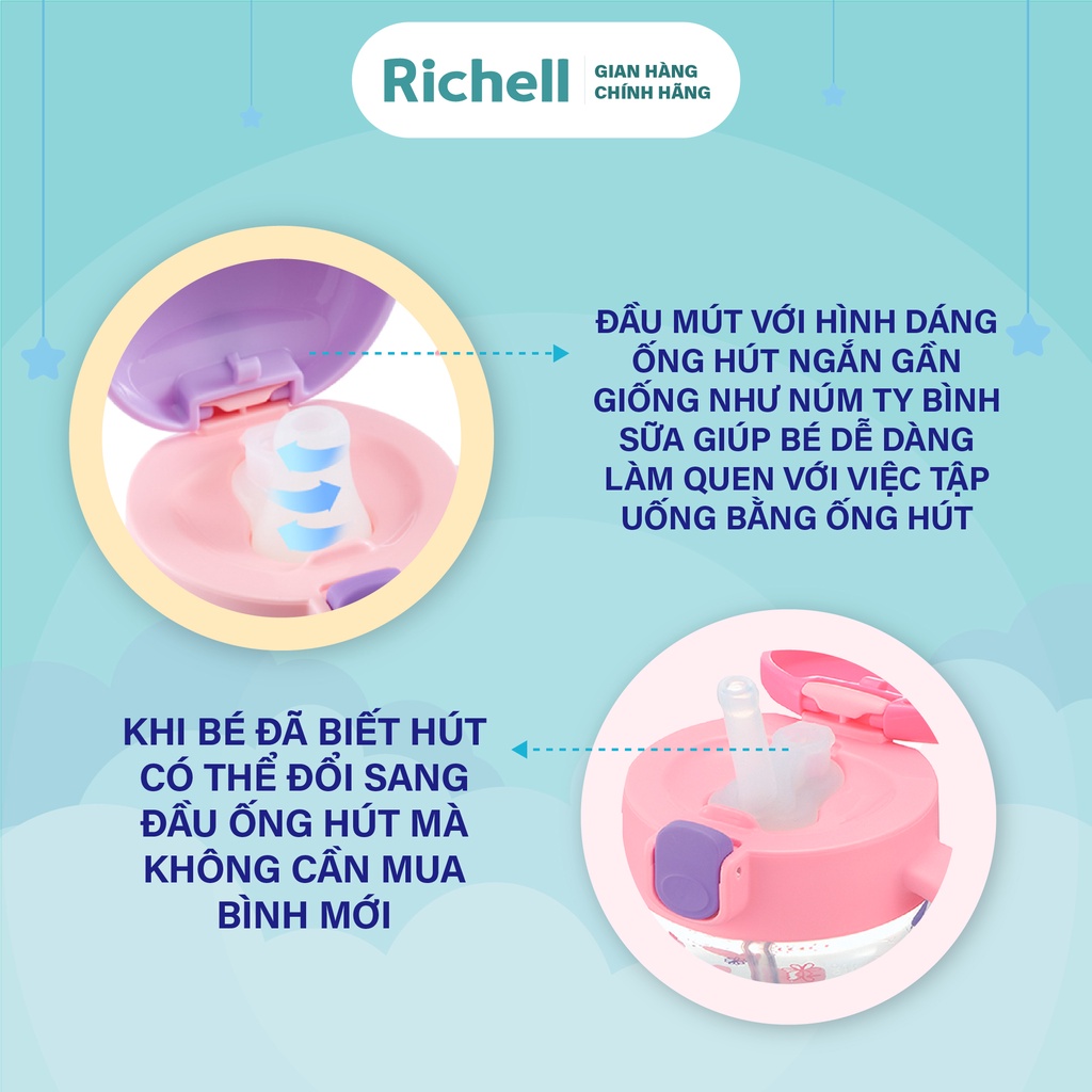 Bình tập uống TLI Richell Nhật Bản - bước 1 - 200ml vàng | Baby