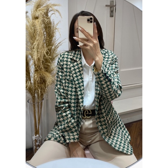 Áo blazer 2 lớp hàng thiết kế Huien Design hoạ tiết zic zắc điểm nhấn thời trang, sành điệu | BigBuy360 - bigbuy360.vn