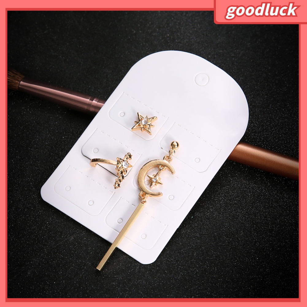 Set 3 Khuyên Tai Xỏ Hình Mặt Trăng / Ngôi Sao Đính Đá Thời Trang Cho Phụ Nữ
