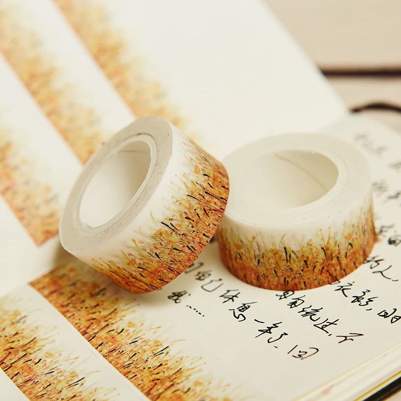 (Chiết) Băng dính washi tape cỏ vàng