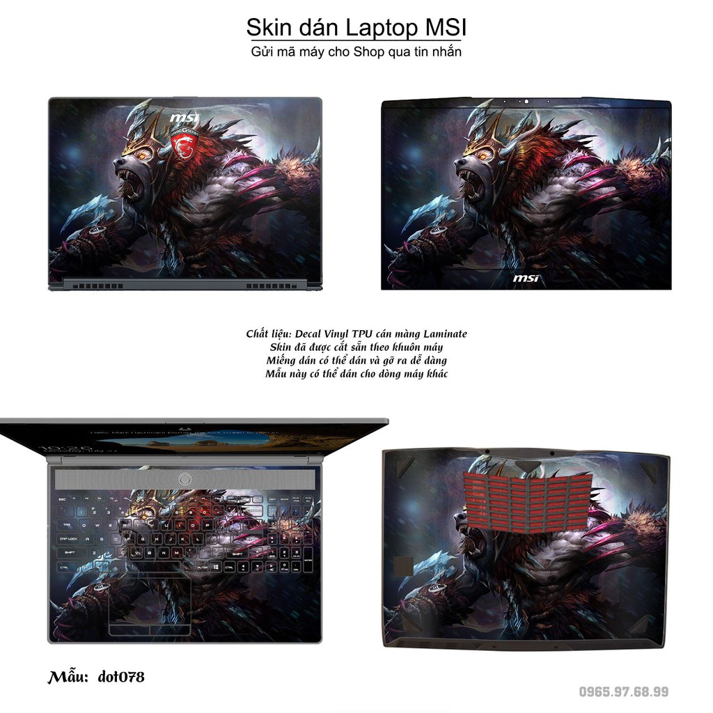 Skin dán Laptop MSI in hình Dota 2 nhiều mẫu 13 (inbox mã máy cho Shop)