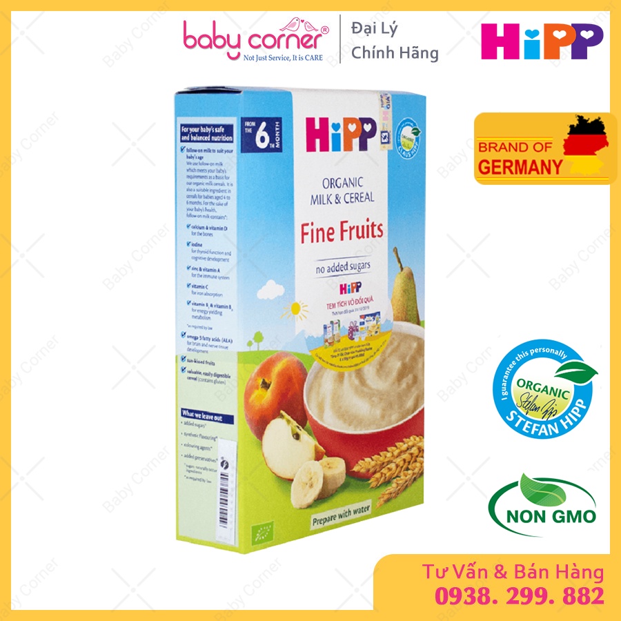 [HSD T12/2022] Bột Ăn Dặm HiPP Fine Fruits Hoa Quả Tổng Hợp Cho Bé Từ 6 Tháng, 250g