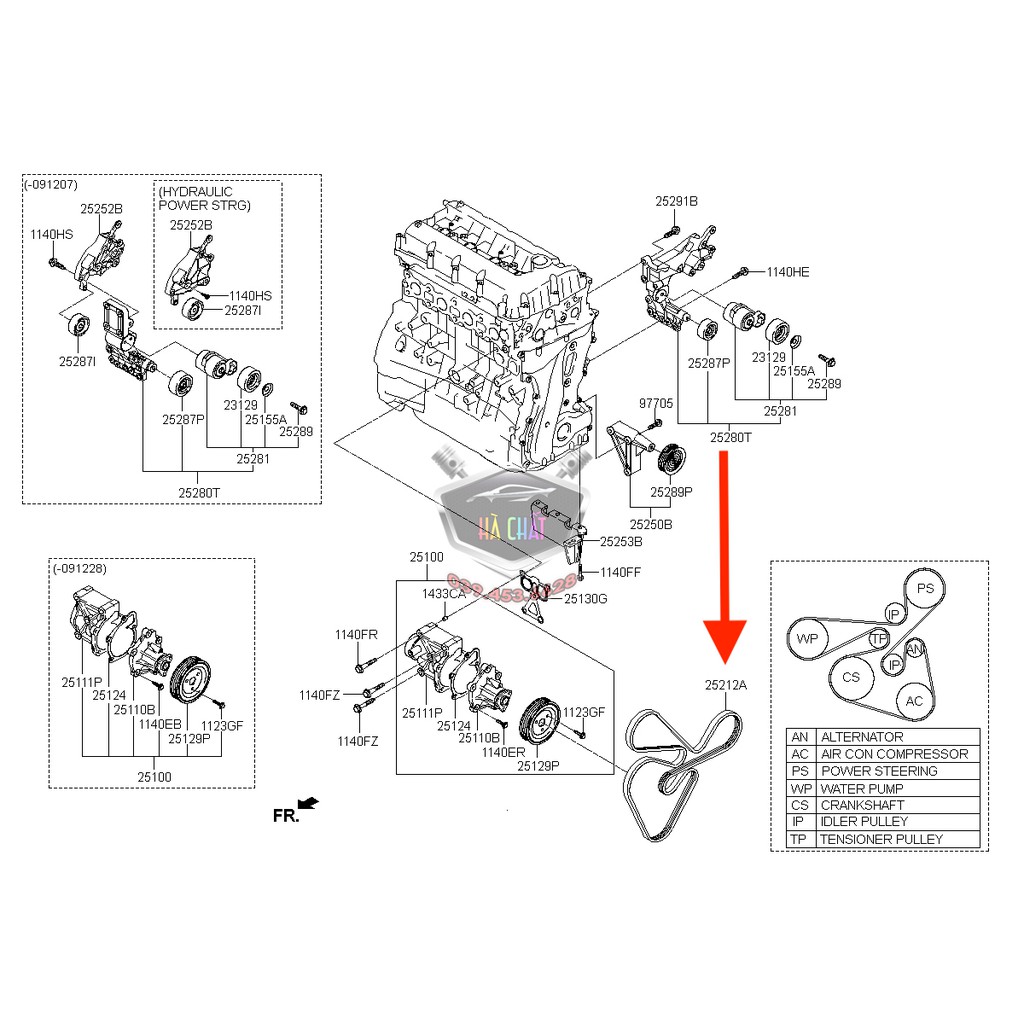 Dây Curoa Tổng Kia Carens Rondo 2.0 Máy Xăng, Hyundai Tucson 2010 🚗 HYUNDAI MOBIS Chính Hãng