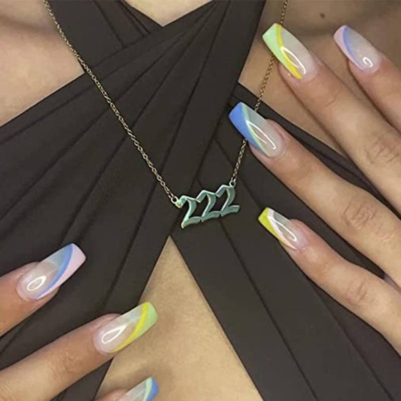 Vòng cổ bằng thép không gỉ mặt dây hình số may mắn 111 222 333 444 555 666 777 888 999 thời trang