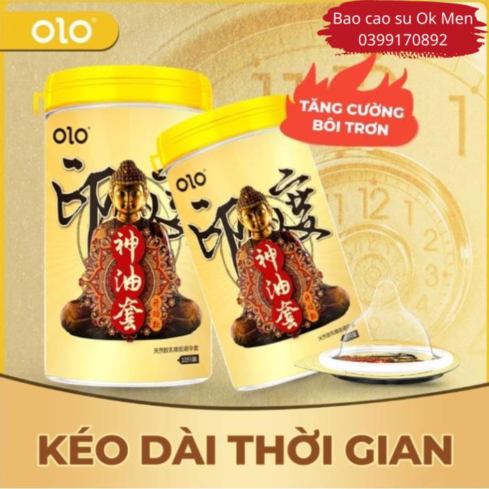 Bao Cao Su OLO 001 Dầu Ấn Độ Vàng, BCS Siêu Mỏng, Gân Gai, Kéo Dài Thời Gian hộp 10 BCS