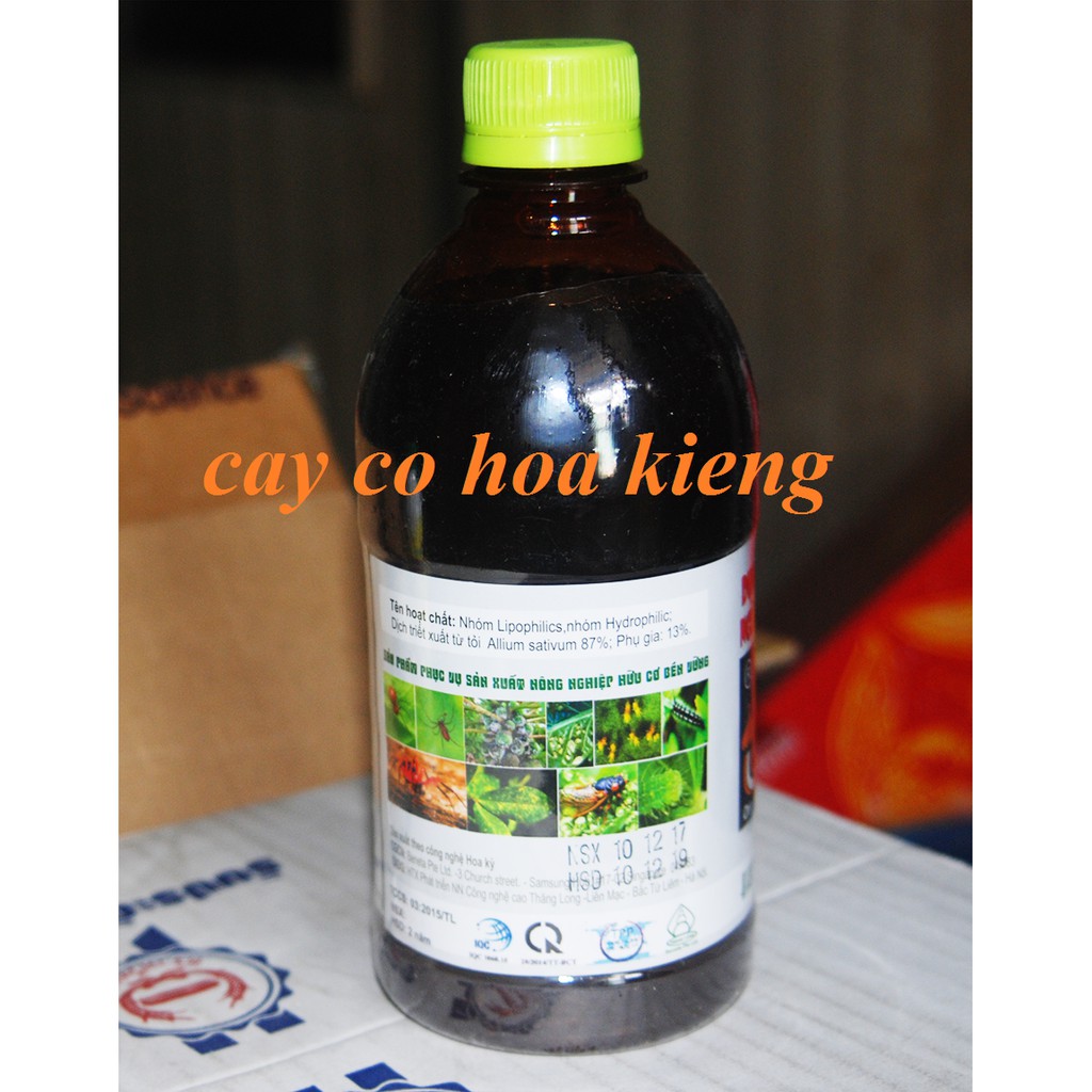Chế phẩmTrừ sâu sinh học dịch tỏi sả Dona 500ml - rất an toàn cho người sử dụng và vật nuô