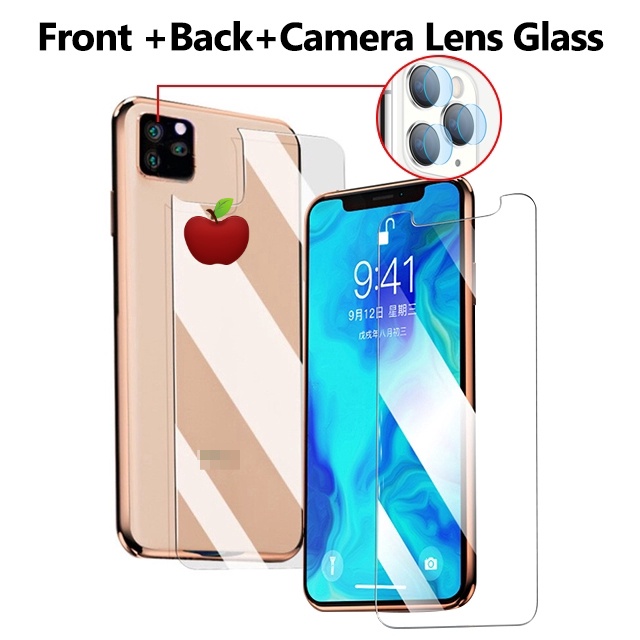 Bộ kính cường lực gắn ống kính và dán màn hình trước sau cho for IPHONE 11 PRO MAX XS XR X 7 PLUS