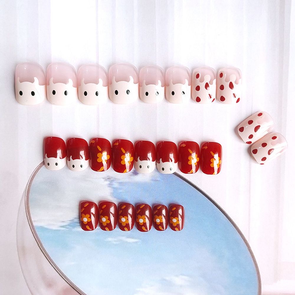 [Hàng mới về] Set 24 móng tay giả hình tròn/vuông có thể tháo rời