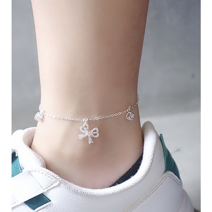 MOON SILVER - LẮC CHÂN BẠC NỮ HÌNH NƠ XINH