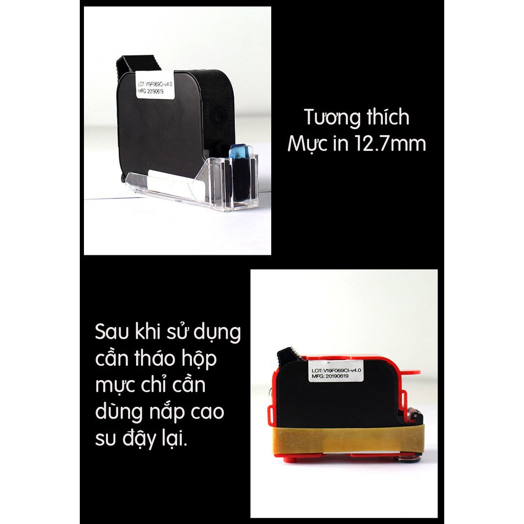 Máy in date mini cầm tay Promax DT-130Mini in logo, in hạn sử dụng, in mã qr, barcode