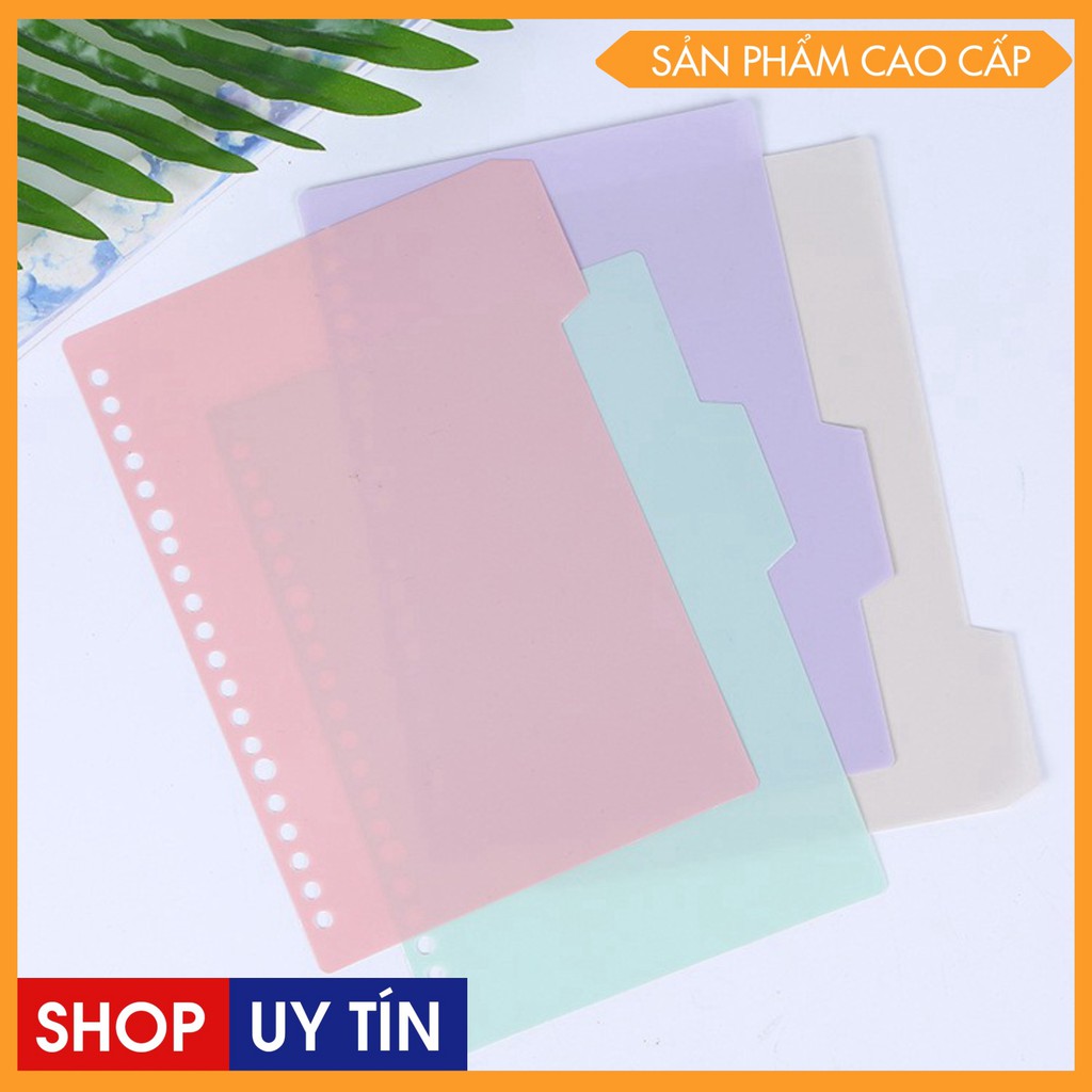 Tab phân trang chia trang chỉ mục set 4 tờ trơn màu A5 B5 A4 20 26 30 lỗ bìa phân trang sổ còng nhiều màu