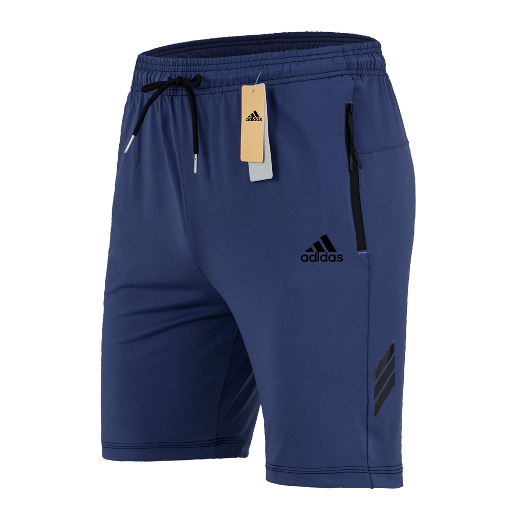 Quần short nam thể thao, Quần đùi nam tập gym ba sọc logo thêu sắc nét - Q24