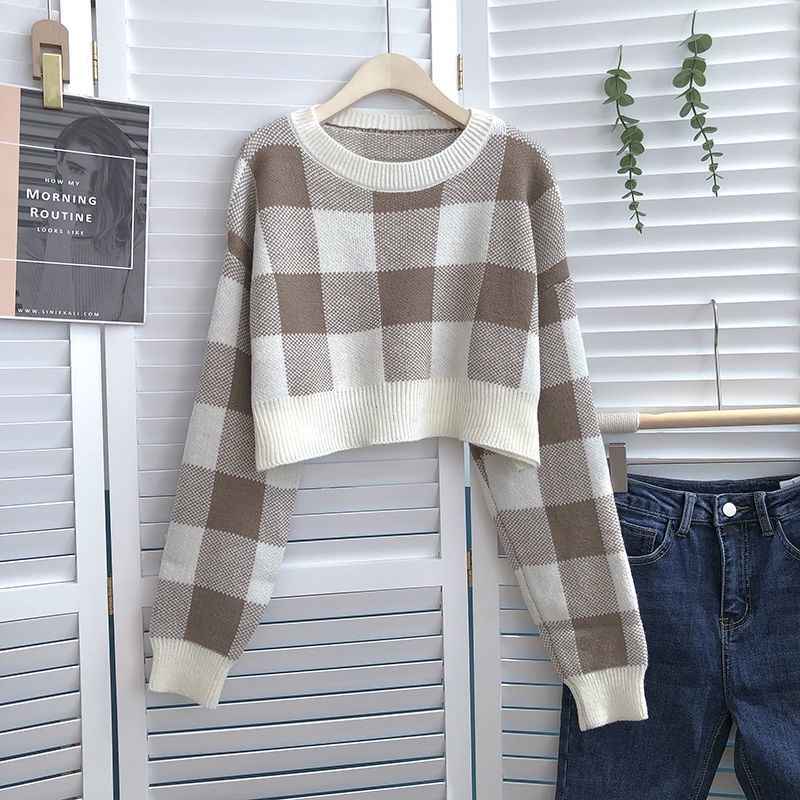 Áo Len Tay Dài Cổ Tròn Họa Tiết Kẻ Sọc Màu Sắc Thời Trang Mùa Thu Phong Cách Hàn Quốc Cho Nữ