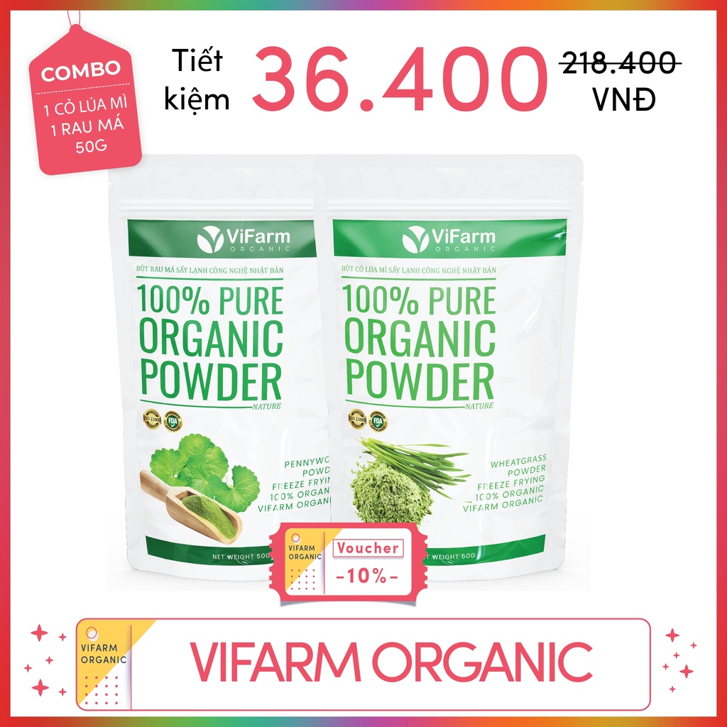 Bột Cỏ Lúa Mì Nguyên Chất 100% ViFarm 50Gram