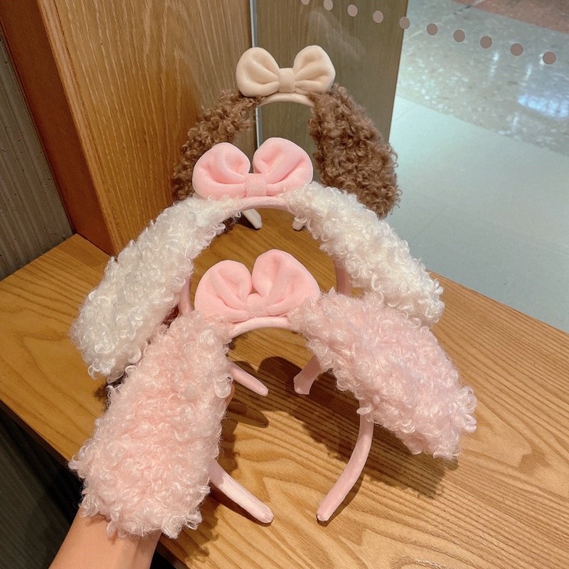 CC46 băng đô bờm tóc nữbăng đô cài tóc bờm tóc chó puppy lông xù nơ