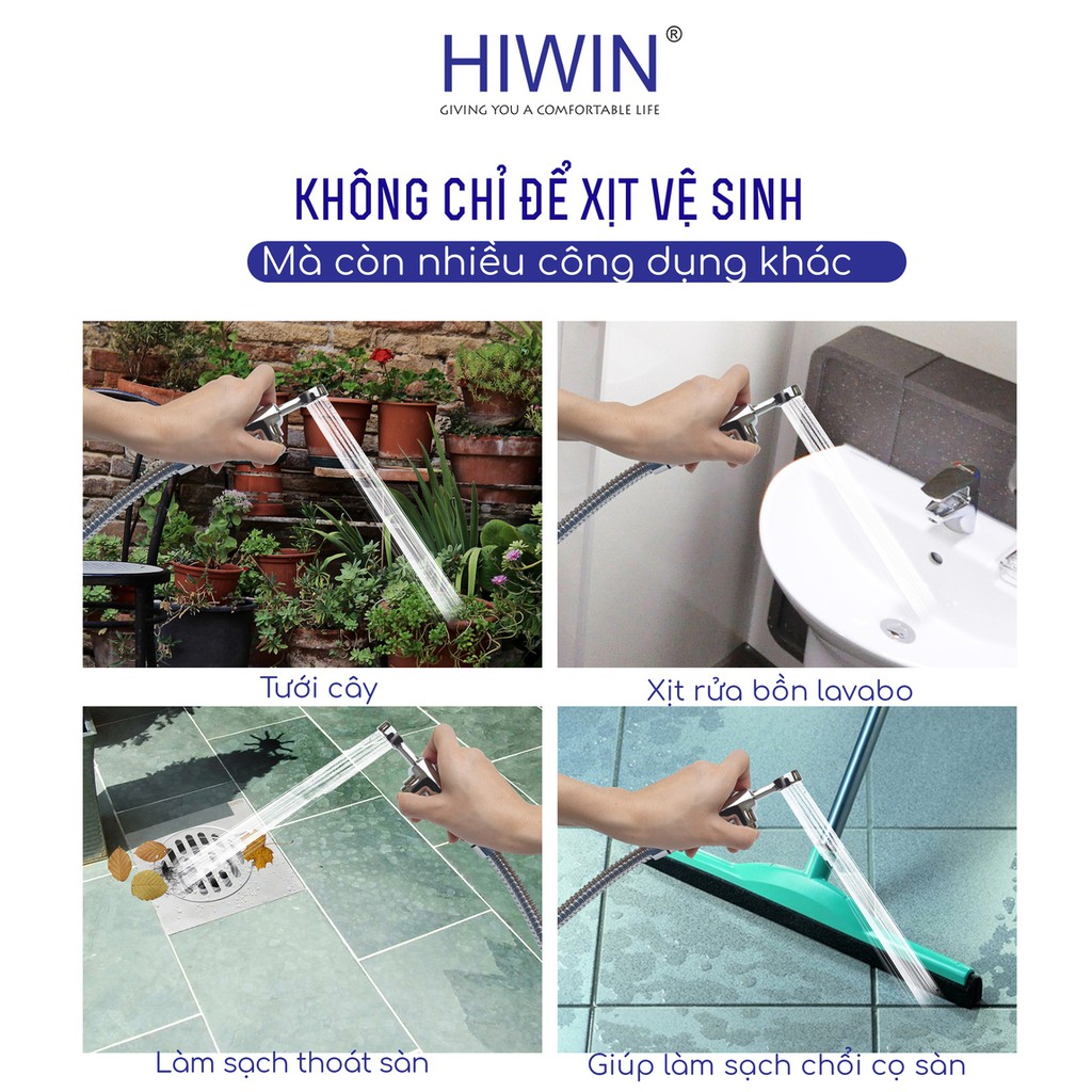 Bộ vòi xịt vệ sinh đa năng đồng mạ crom Hiwin PJF-2025