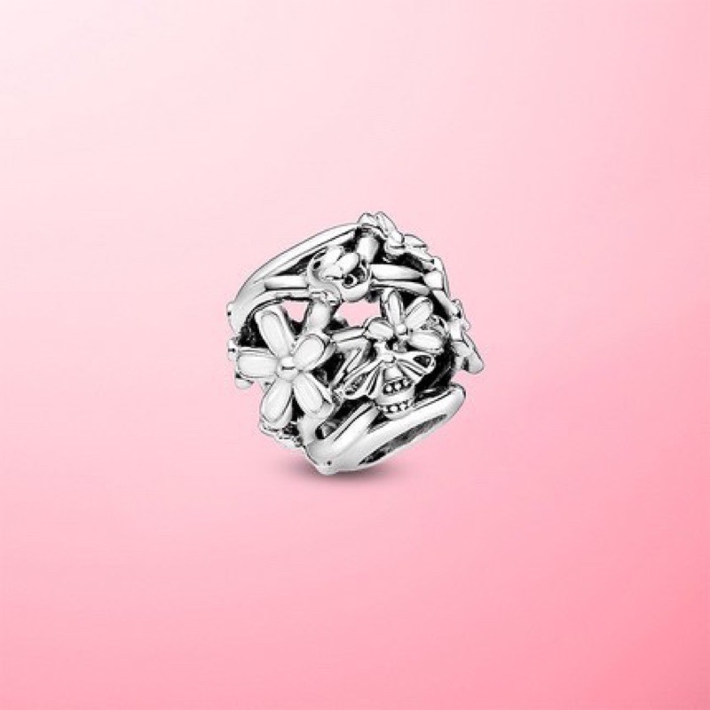 charm pan xỏ ngang hoa 5 cánh bạc s925